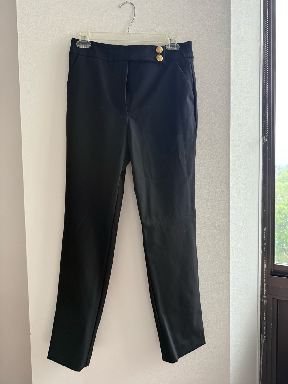 Quince Black Pants with Gold Buttons